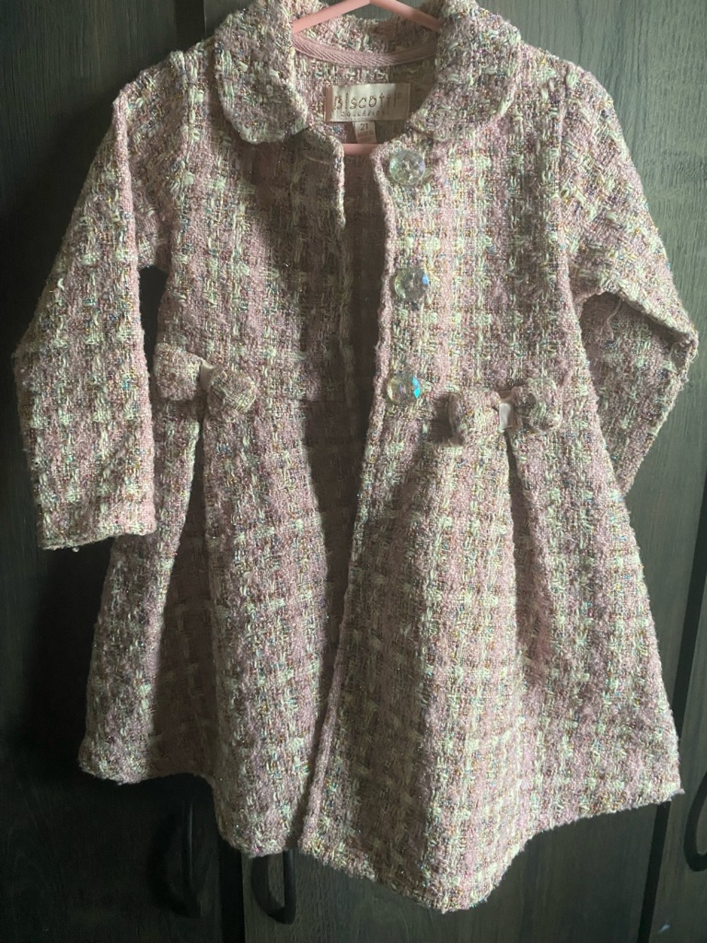 Biscotti Girls' Pink Tweed Pea Coat
